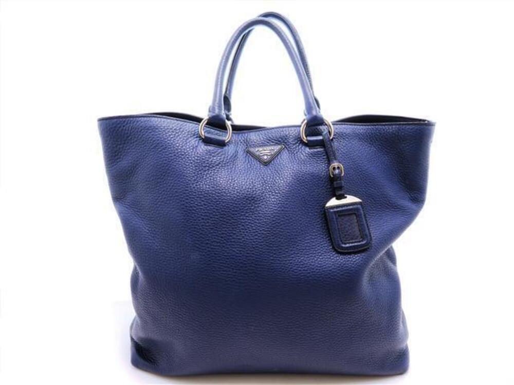 Prada Bag Tote Calfskin Blue